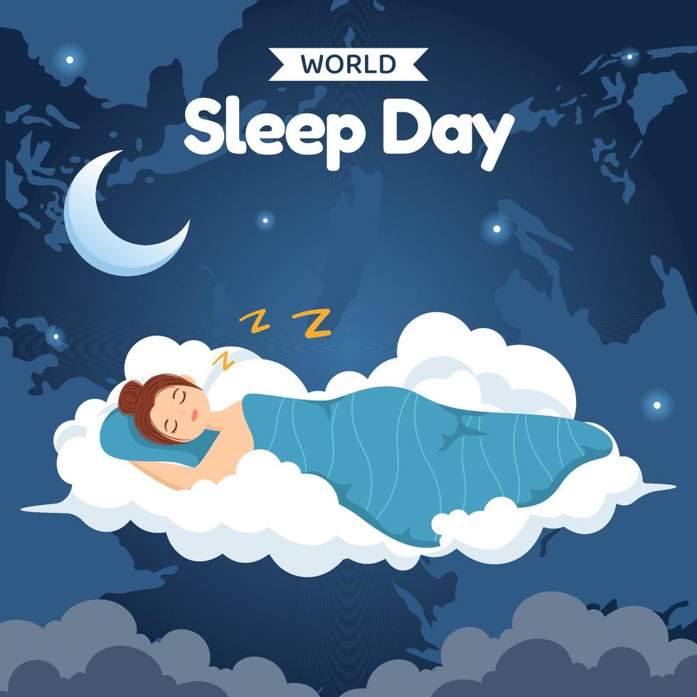 Lycklig sömn dag social media bakgrund illustration platt tecknad serie hand dragen mallar vektor