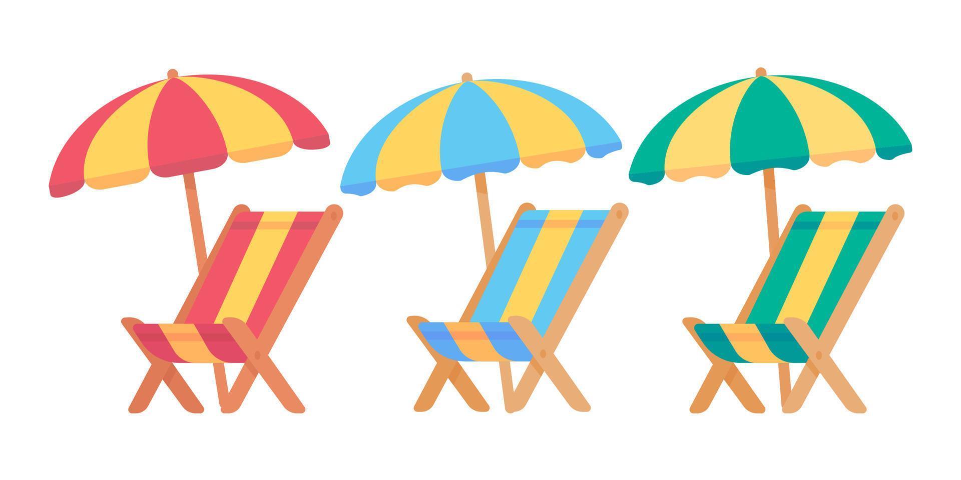 bunt Strand Stühle zum entspannend durch das Meer auf Ferien vektor
