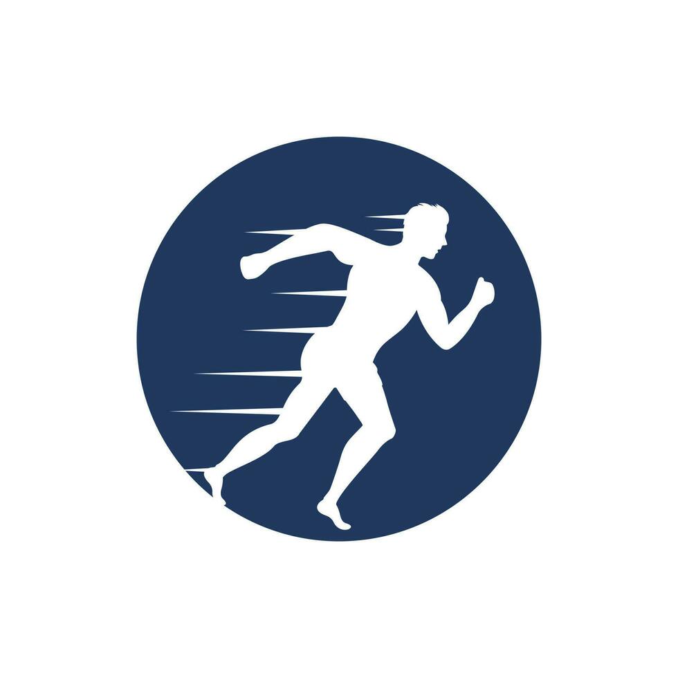 löpning och maraton logotyp vektor design. löpning man vektor symbol. sport och konkurrens begrepp.