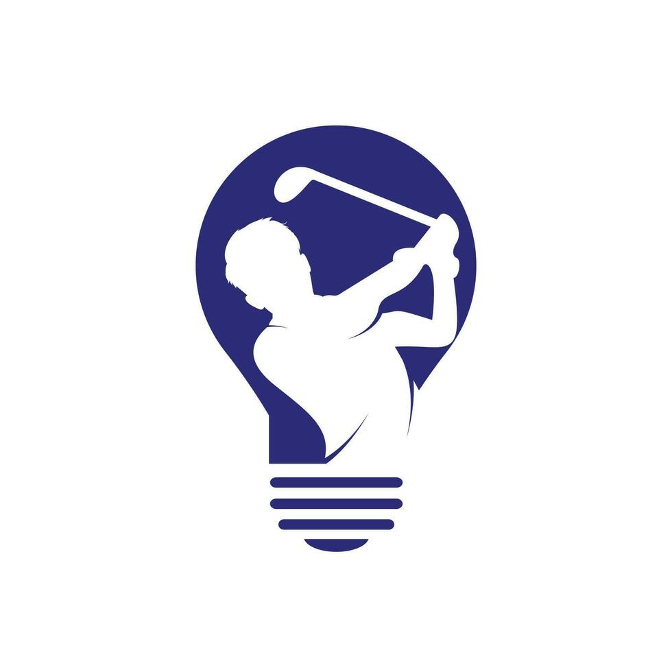 golf klubb Glödlampa form logotyp design. golf spelare träffar boll inspiration logotyp design. kreativ golf idéer tecken. vektor