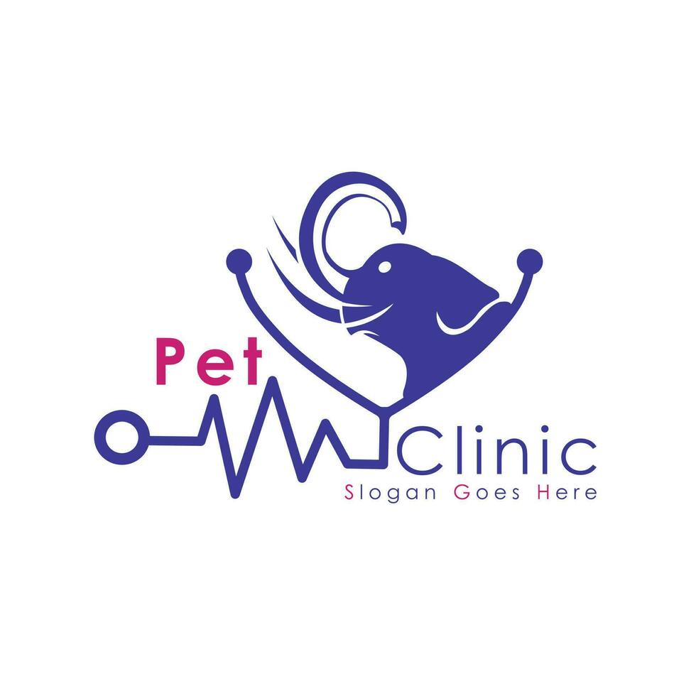 veterinär djur logotyp. stetoskop och djur- ikon vektor design. veterinär klinik logotyp mall.
