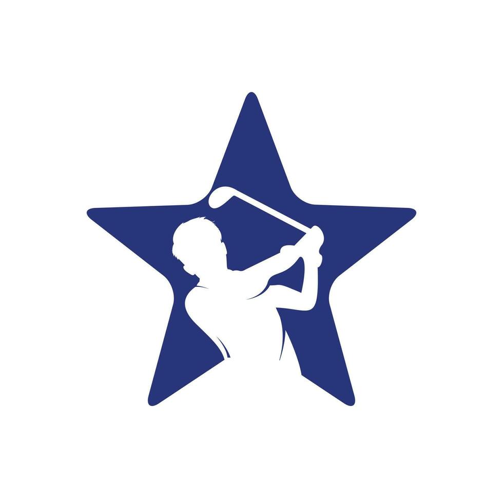 Star Golf Verein Vektor Logo Design. Golf Spieler Treffer Ball Inspiration Logo Design