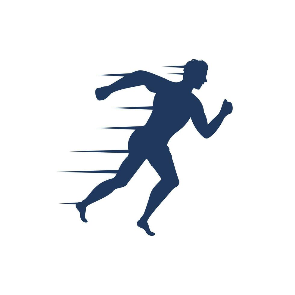 Lauf- und Marathon-Logo-Vektordesign. laufendes Mann-Vektorsymbol. sport- und wettbewerbskonzept. vektor