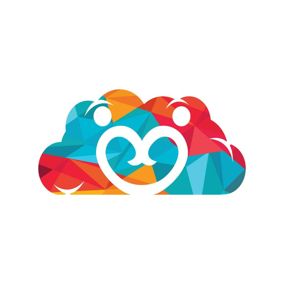 Wolke Paar Logo Design. Paar Herz im Wolke Vektor Design. Liebe Wolke unterzeichnen.