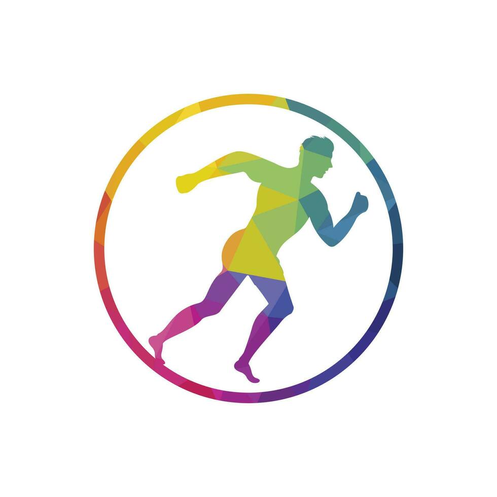 löpning och maraton logotyp vektor design. löpning man vektor symbol. sport och konkurrens begrepp.