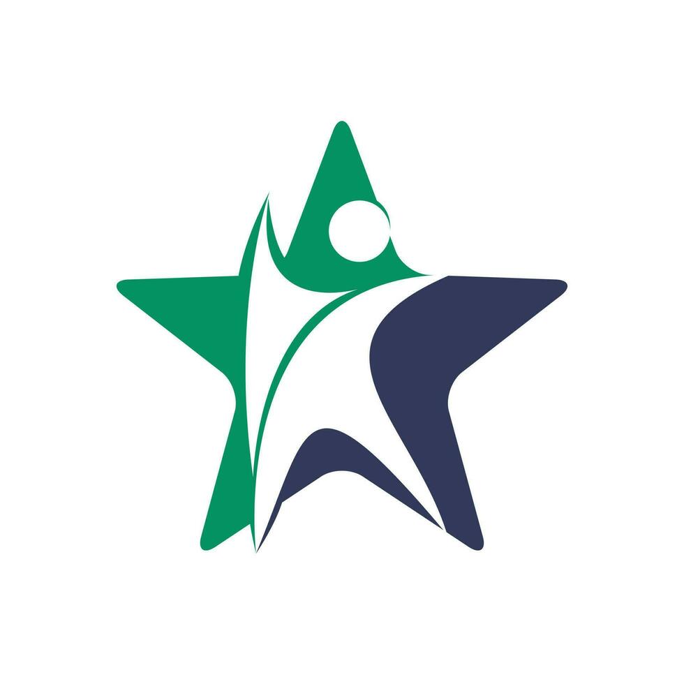 kreatives logo-design des menschlichen sterns. Star People abstraktes Vektoremblem für Bildung, soziale Gemeinschaft und Fitness. vektor