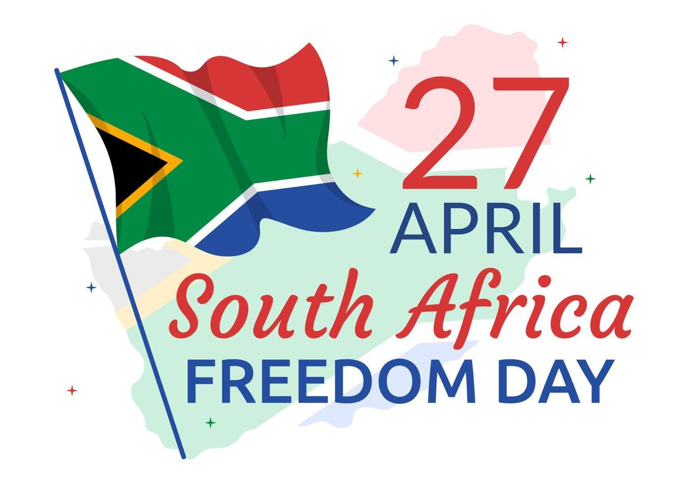 Lycklig söder afrika frihet dag på 27 april illustration med Vinka flagga för webb baner eller landning sida i hand dragen bakgrund mallar vektor