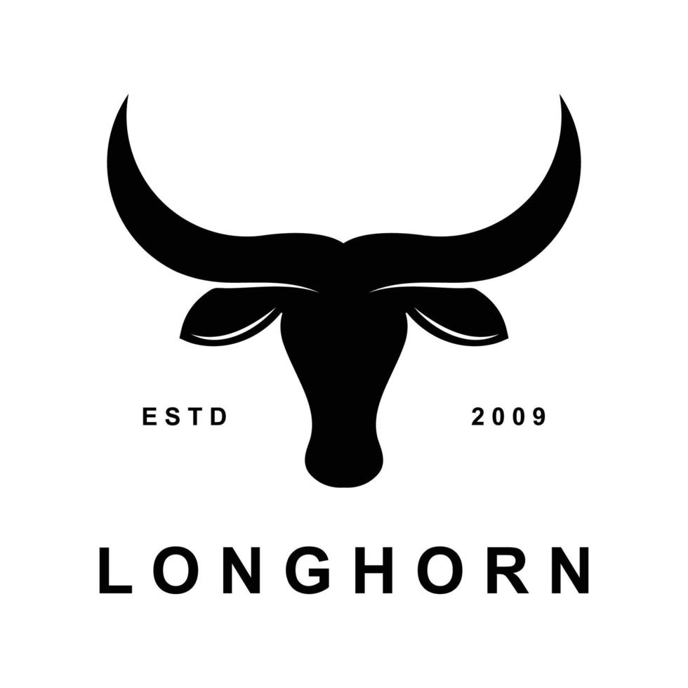 texas långhorn, Land Västra tjur nötkreatur årgång retro logotyp vektor