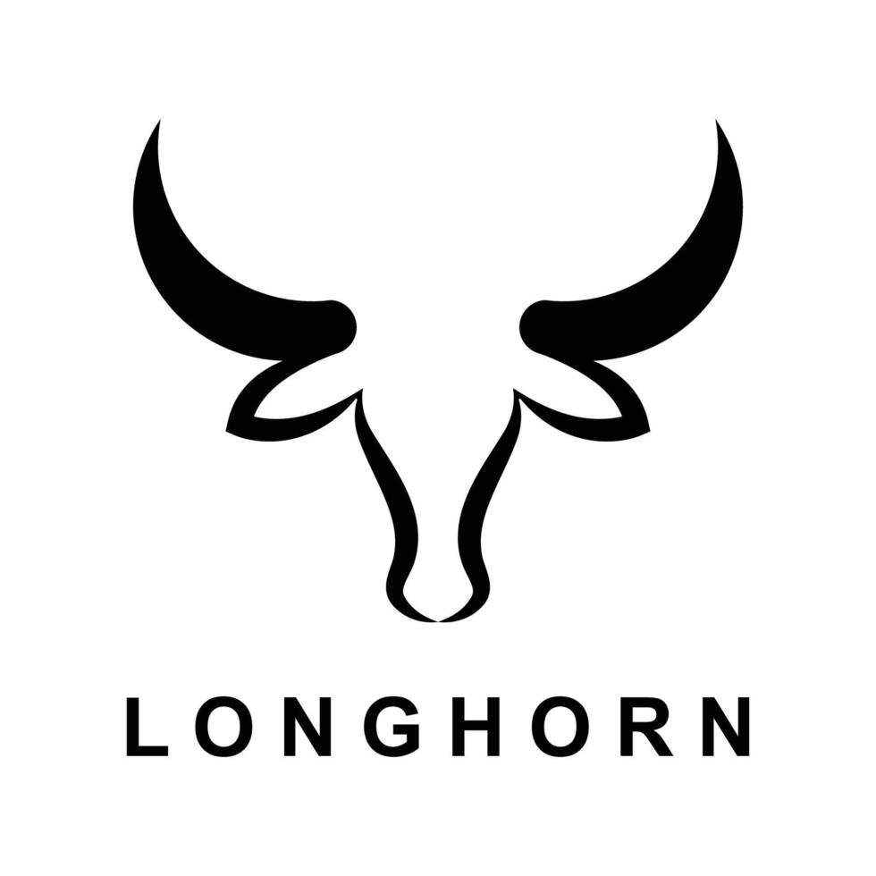 texas långhorn, Land Västra tjur nötkreatur årgång retro logotyp vektor