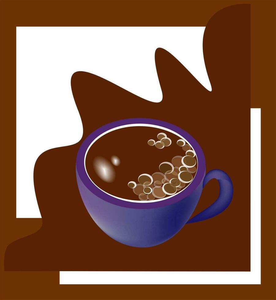 Blau Kaffee Tasse auf abstrakt braun Weiß Hintergrund vektor