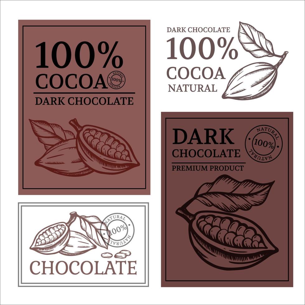 choklad och kakao design märka vektor illustration uppsättning