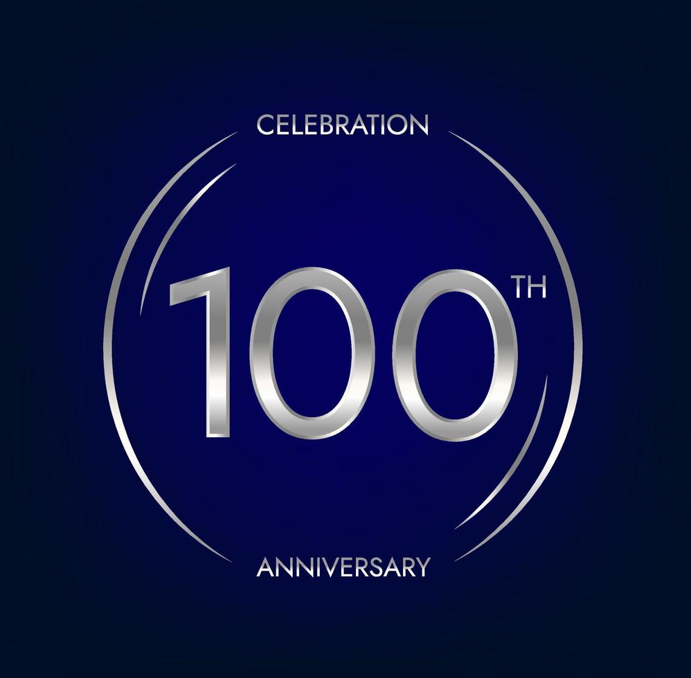 100:e årsdag. ett hundra år födelsedag firande baner i silver- Färg. cirkulär logotyp med elegant siffra design. vektor