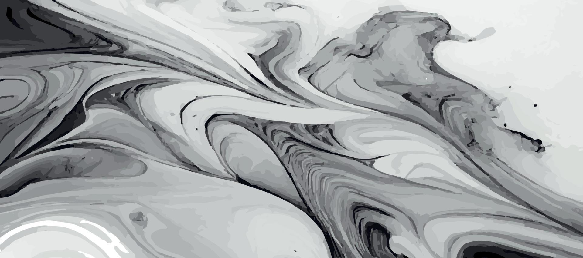 Marmor Panorama- Textur, bunt schwarz und Weiß grau Marmor Oberfläche, gebogen Linien, hell abstrakt Hintergrund Design - - Vektor