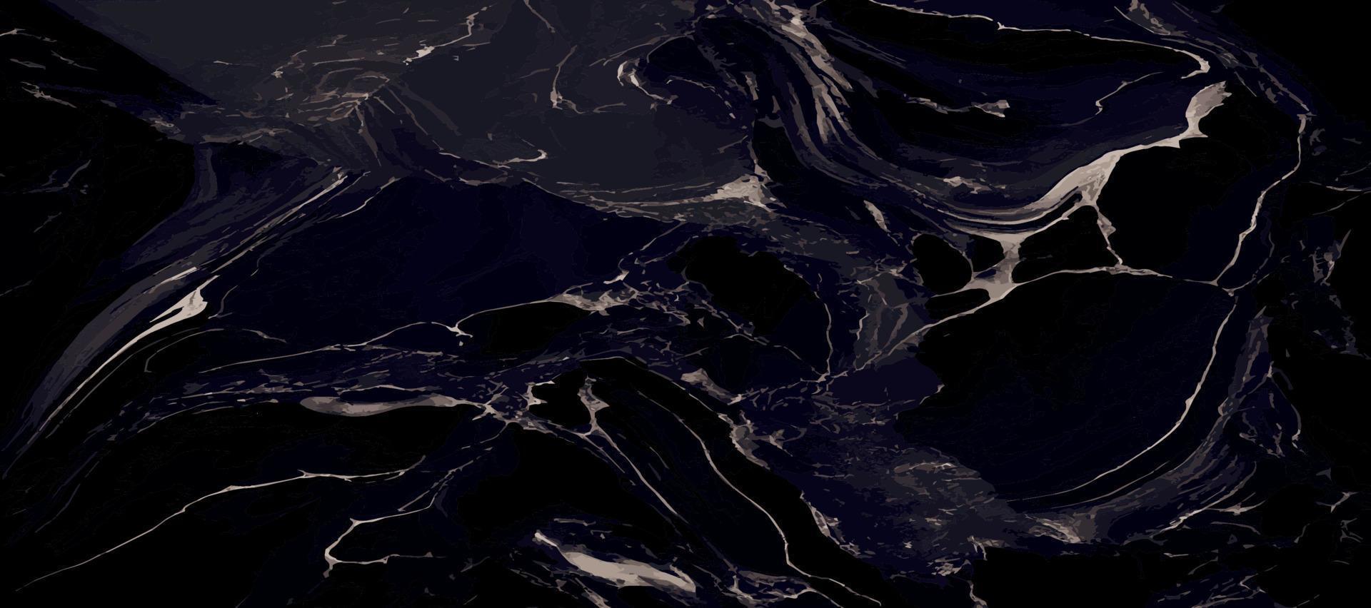 svart marmor panorama- textur design, färgrik mörk marmor yta, böjd gyllene rader, ljus abstrakt bakgrund design - vektor