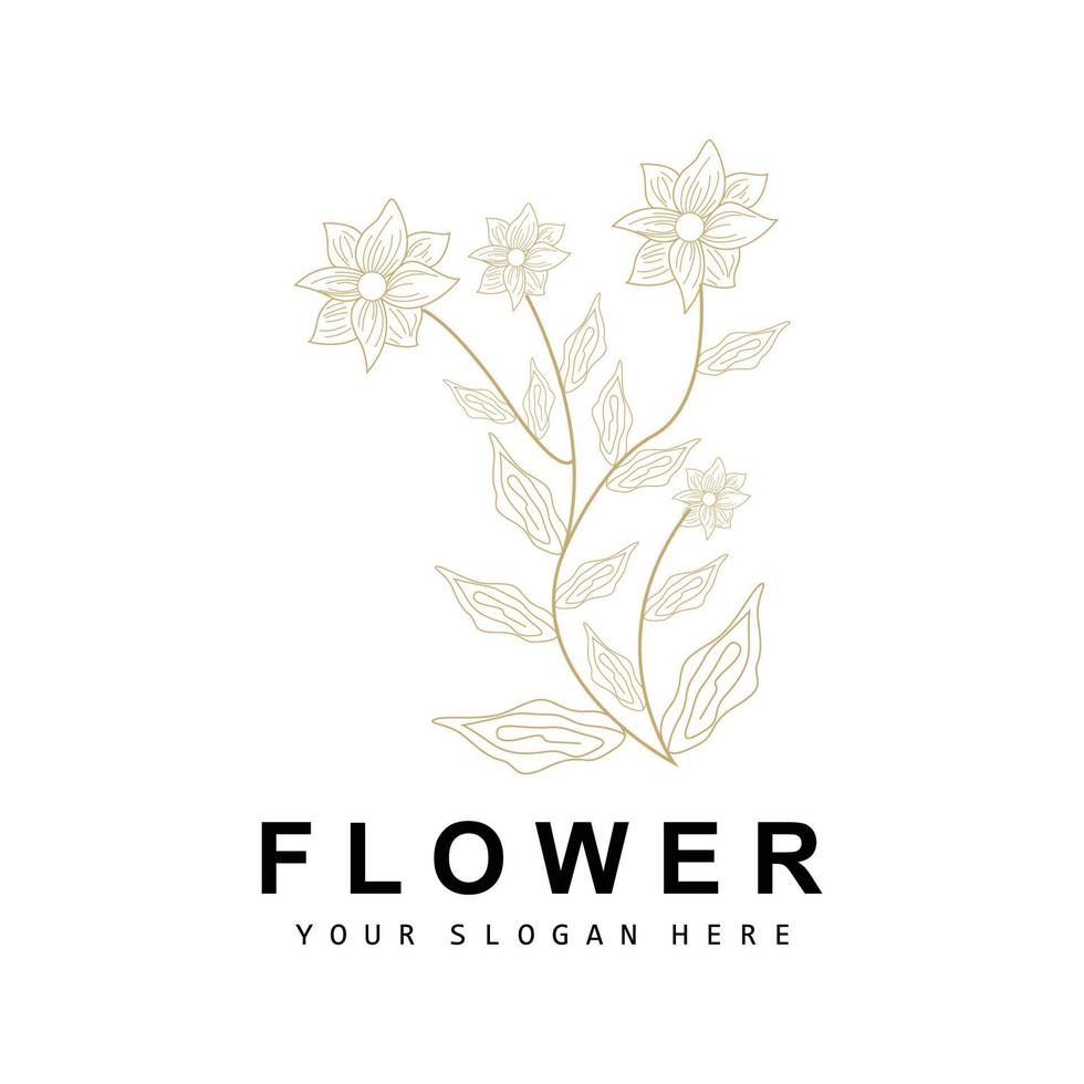 einfach botanisch Blatt und Blume Logo, Vektor natürlich Linie Stil, Dekoration Design, Banner, Flyer, Hochzeit Einladung, und Produkt branding