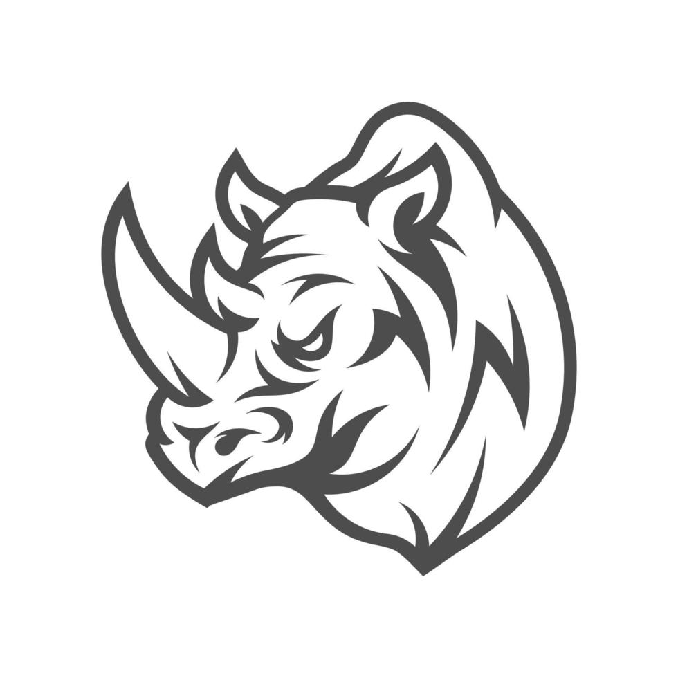 Nashorn Kopf Maskottchen Esport Logo Vorlage, Nashorn Logo Design Vektor