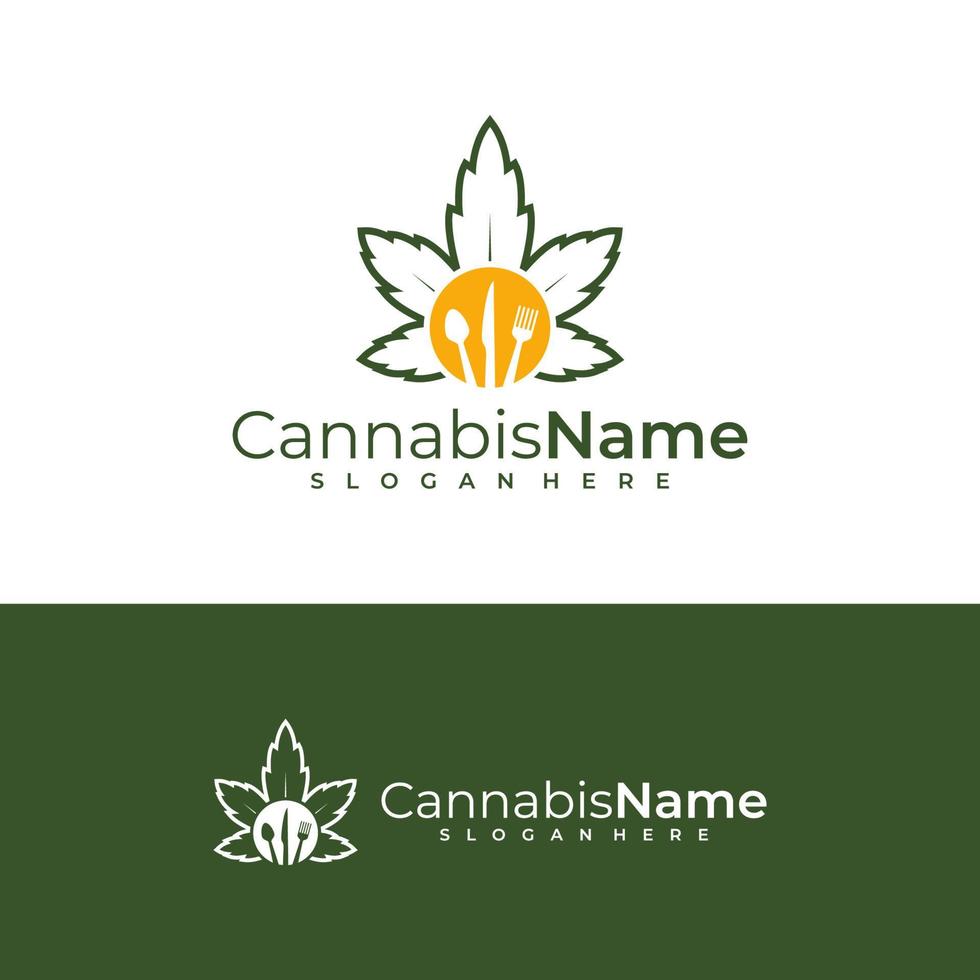 mat cannabis logotyp vektor mall. kreativ cannabis logotyp design begrepp