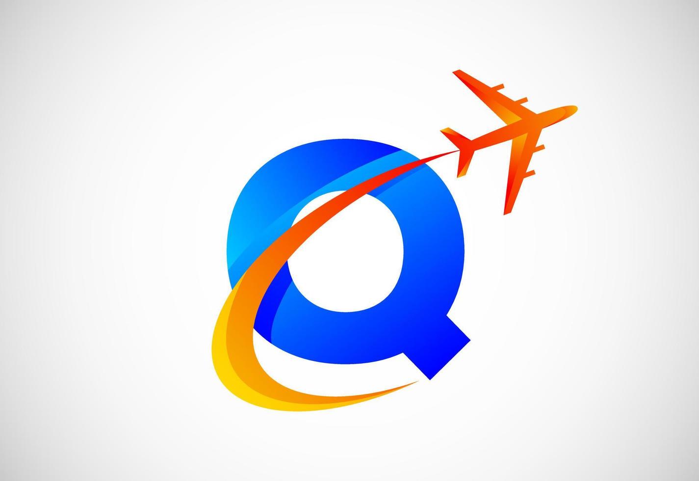 Initiale q Alphabet mit ein rauschen und Flugzeug Logo Design. geeignet zum Reise Unternehmen oder Geschäft vektor