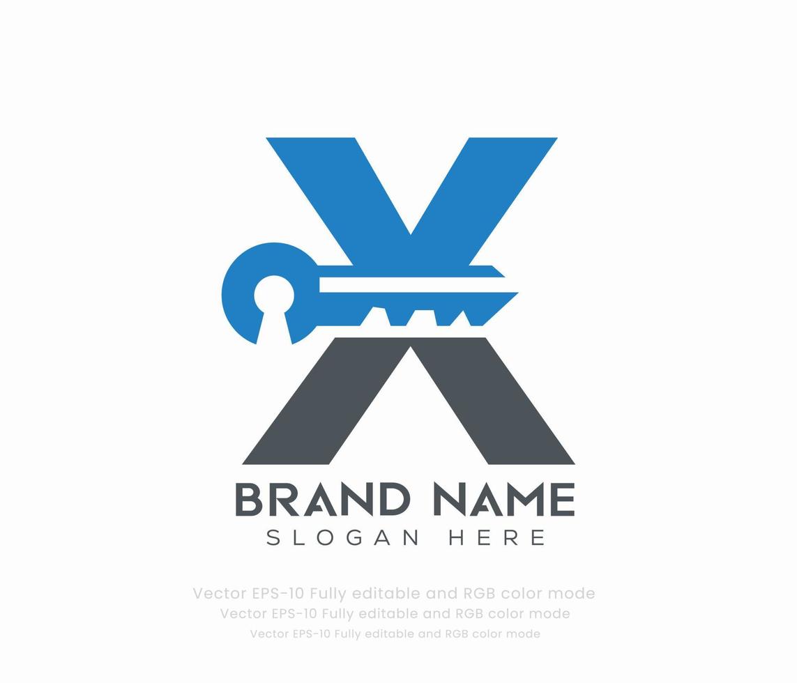 brev x nyckel logotyp vektor
