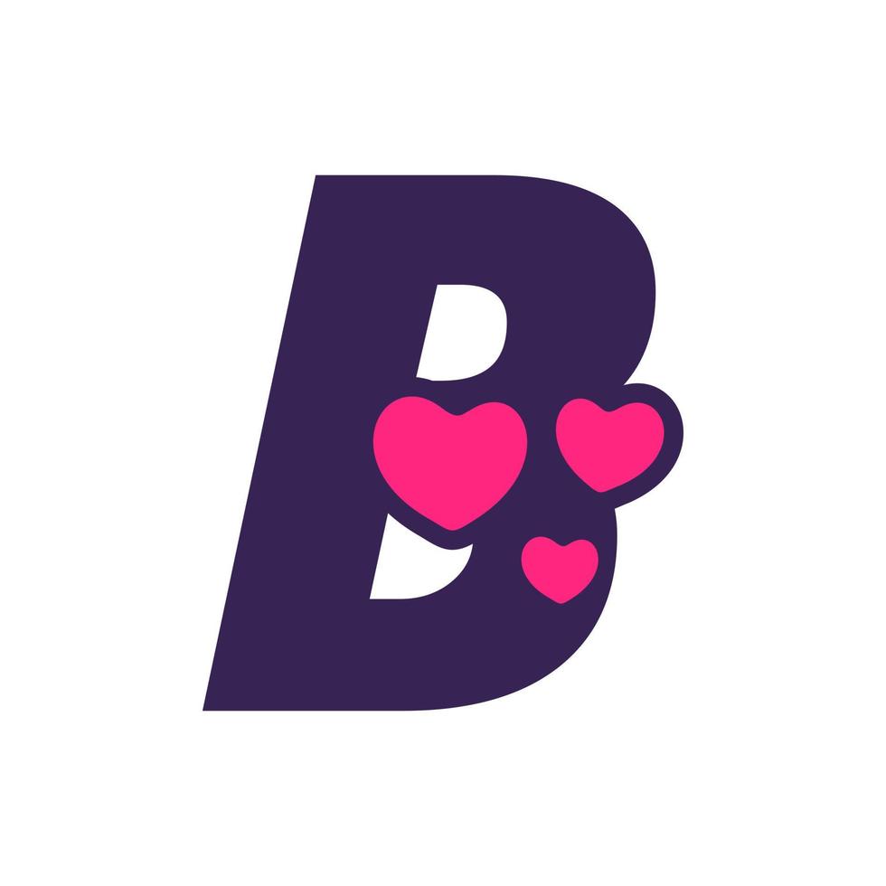 initial b love logotyp vektor