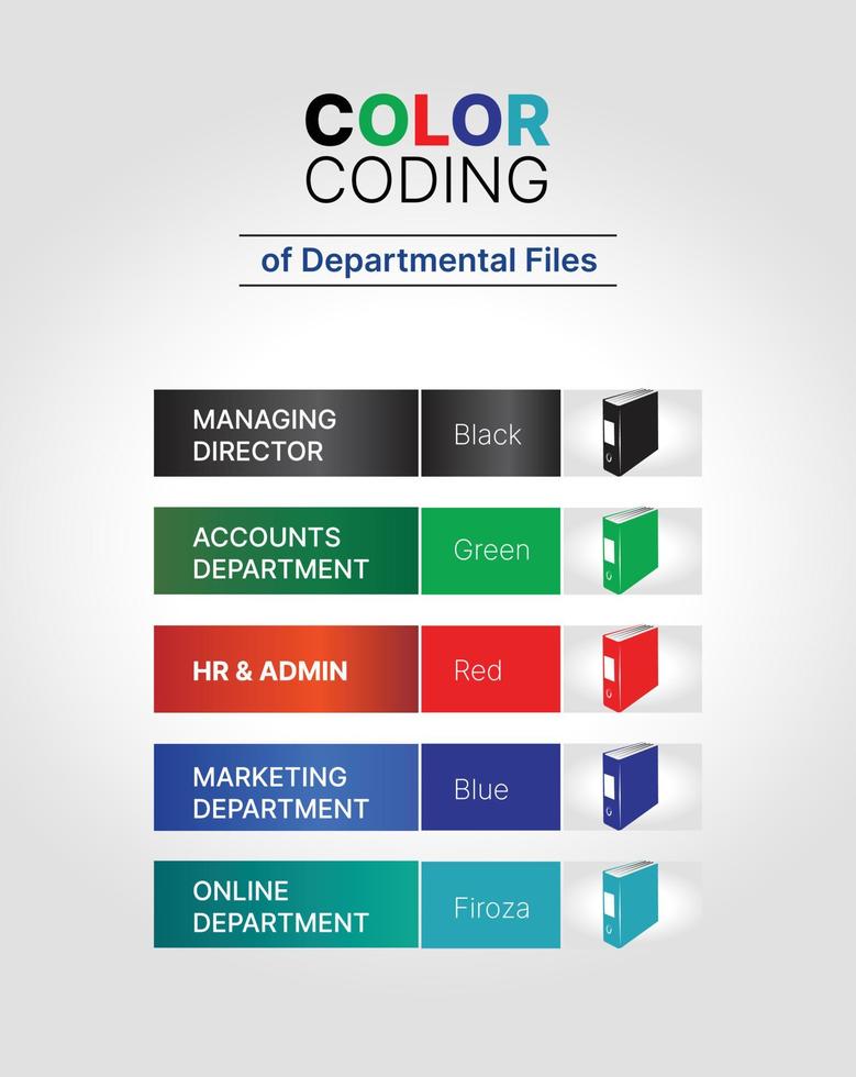 Färg kodning av avdelning filer mappar vektor