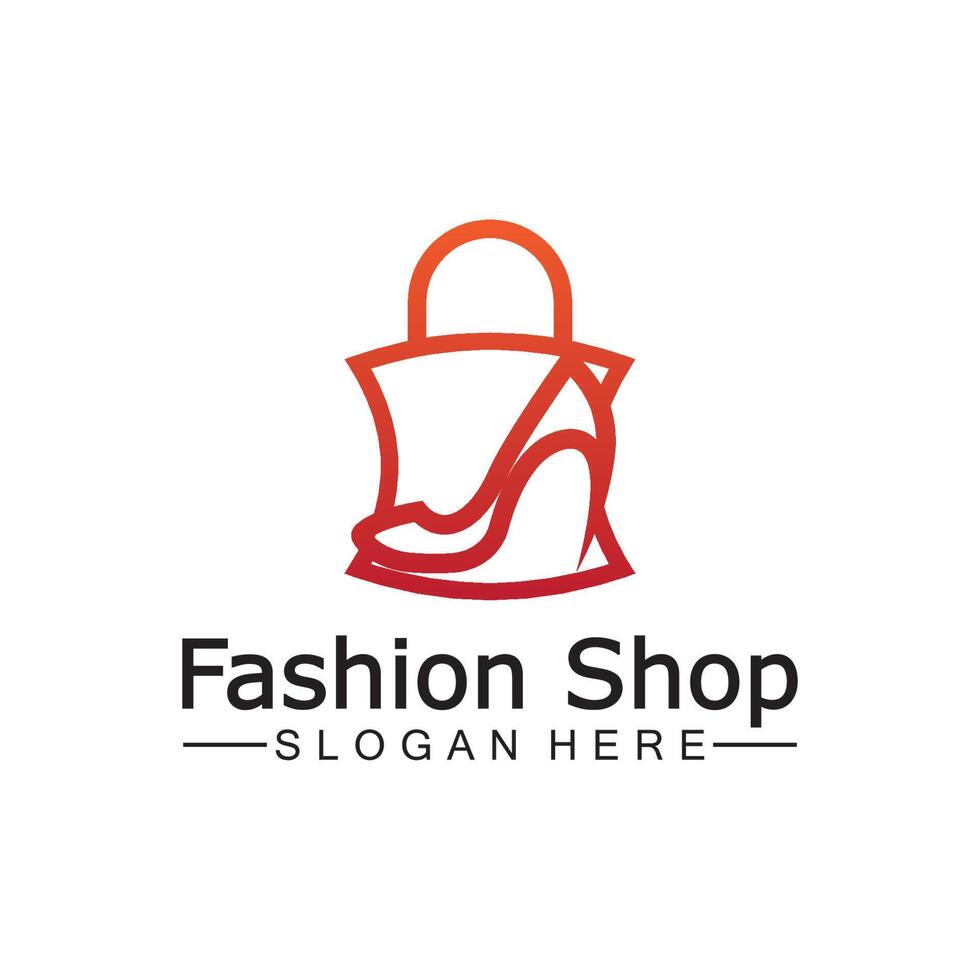 weiblich frau dame mädchen high heel schuh einkaufstasche shop logo design vector