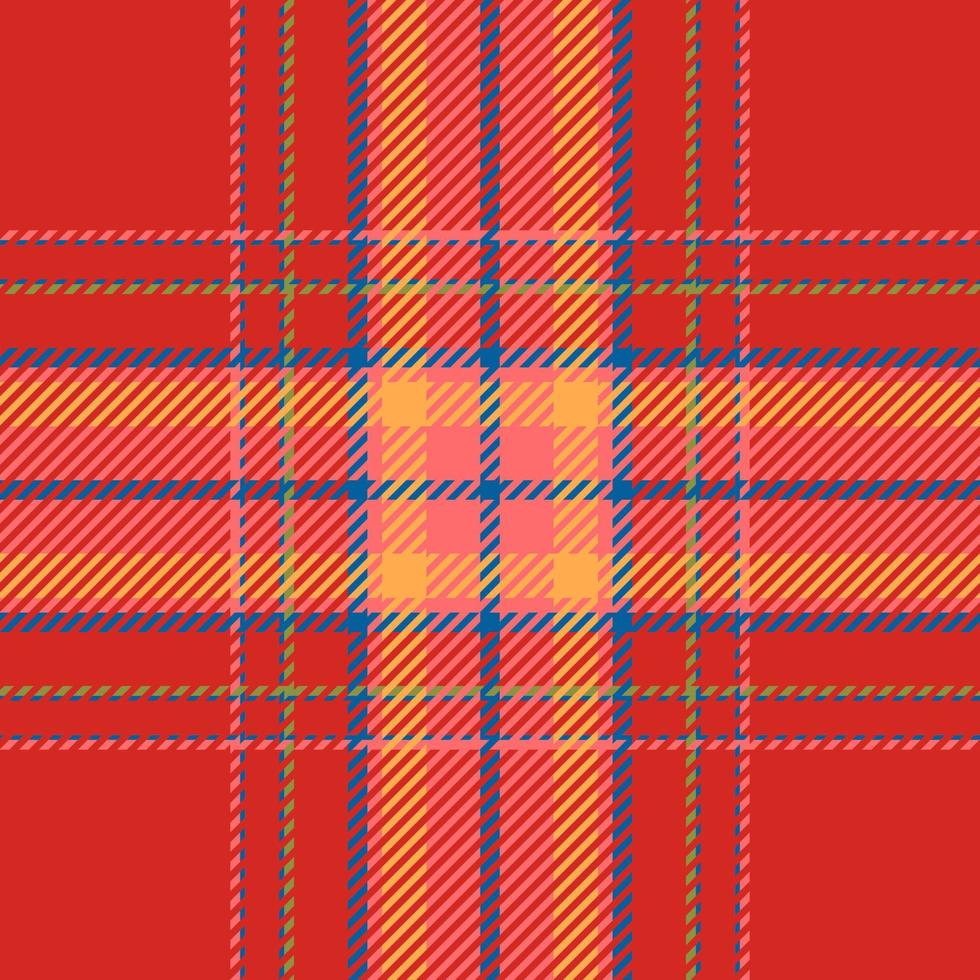 kariertes Karomuster in den Farben Orange und Rot. nahtlose Stoffstruktur. Tartan-Textildruck. vektor