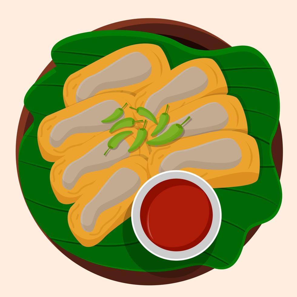 vektor illustration av friterad tofu köttbullar för takjil i de månad av ramadan