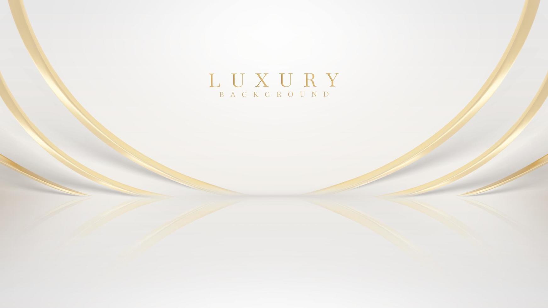 Weiß Luxus Hintergrund mit golden Kurve Elemente und Licht bewirken Dekoration. vektor