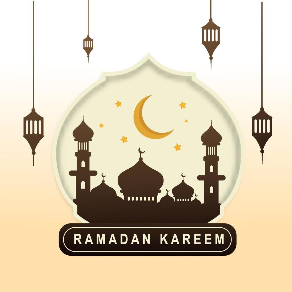 Ramadan kareem Hintergrund mit modern Moschee Silhouette Design Vorlage vektor