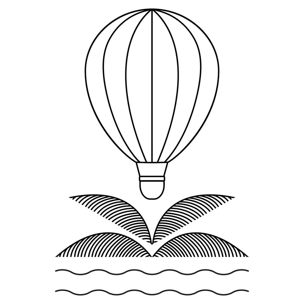 heiß Luft Ballon Symbol Design. Palme, Meer, Ozean und heiß Luft Ballon Symbol. vektor