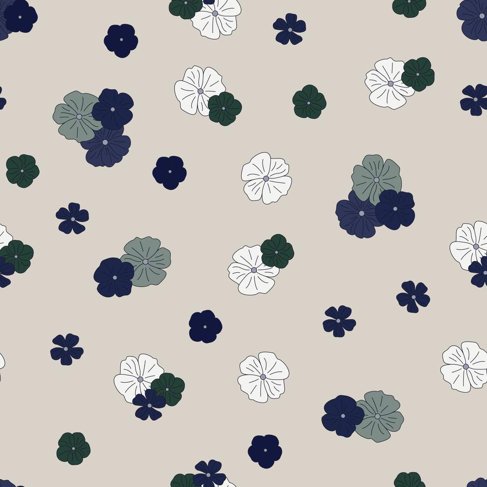 moderne tropische Blumen Musterdesign. Nahtloses Muster mit Frühlingsblumen und Blättern. hand gezeichneter hintergrund. Blumenmuster für Tapeten oder Stoffe. Botanische Fliese. vektor