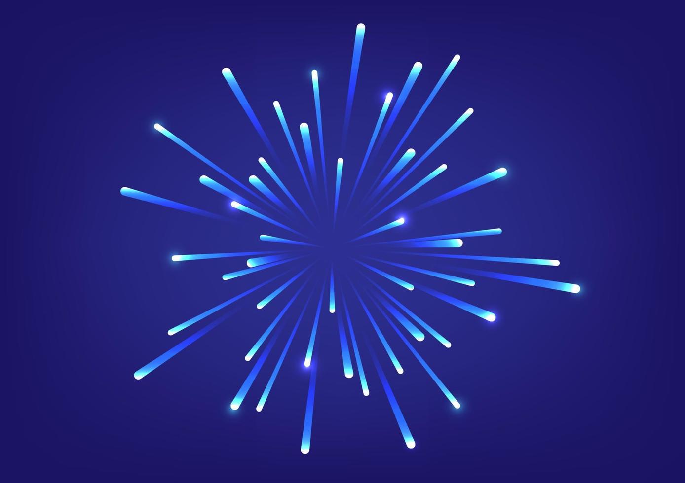 Feuerwerk auf Blau Hintergrund. Vektor Illustration