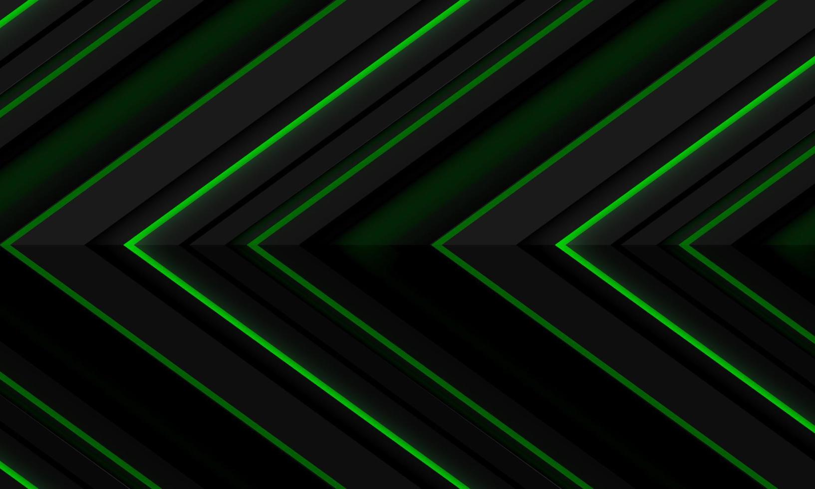 abstrakt Grün Licht Neon- grau metallisch schwarz Schatten Pfeil Richtung Muster Design modern futuristisch Technologie Hintergrund Vektor