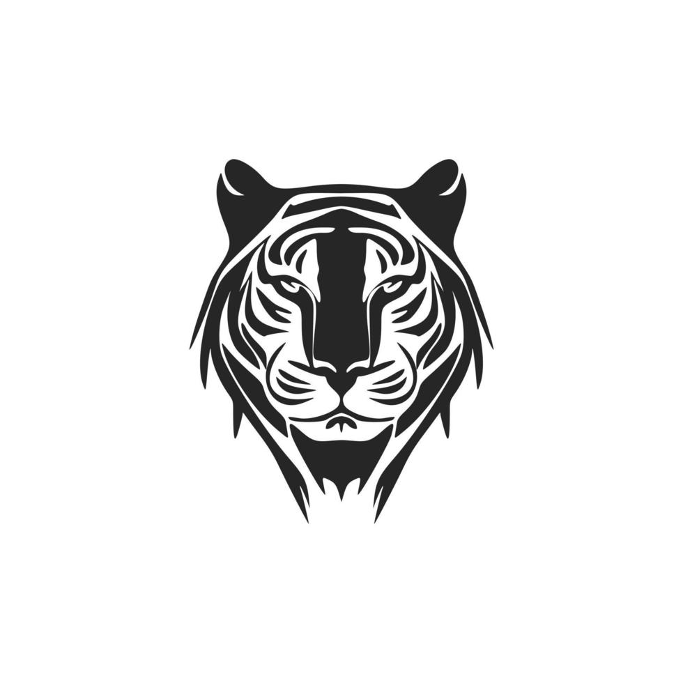 ein anmutig einfach schwarz Weiß Vektor Logo Tiger. isoliert auf ein Weiß Hintergrund.