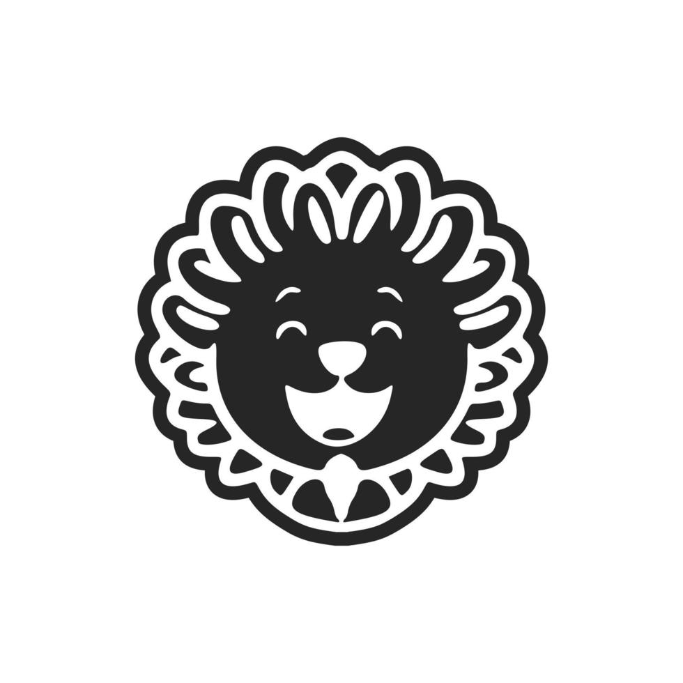 skön svart och vit söt lejon logotyp. Bra för företag. vektor