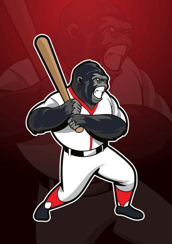 gorilla baseball maskot logo vektor