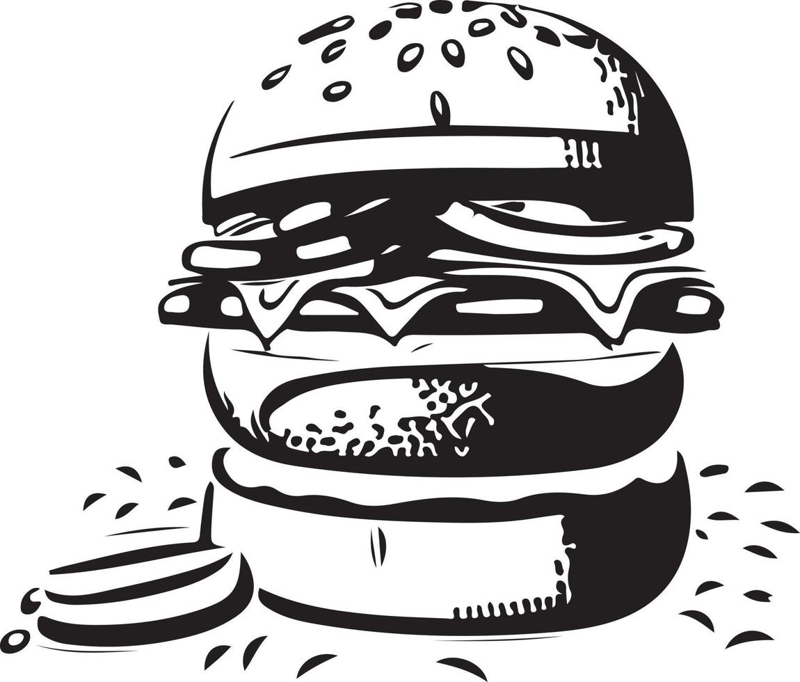 schnell Essen Hamburger Illustration zum Vinyl Schneiden vektor