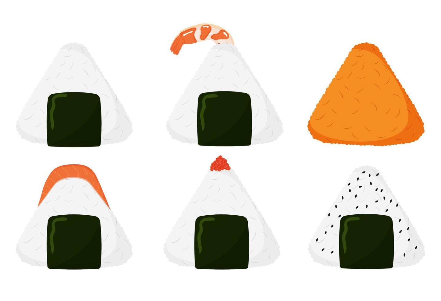 Onigiri einstellen . asiatisch Essen Sammlung. vektor