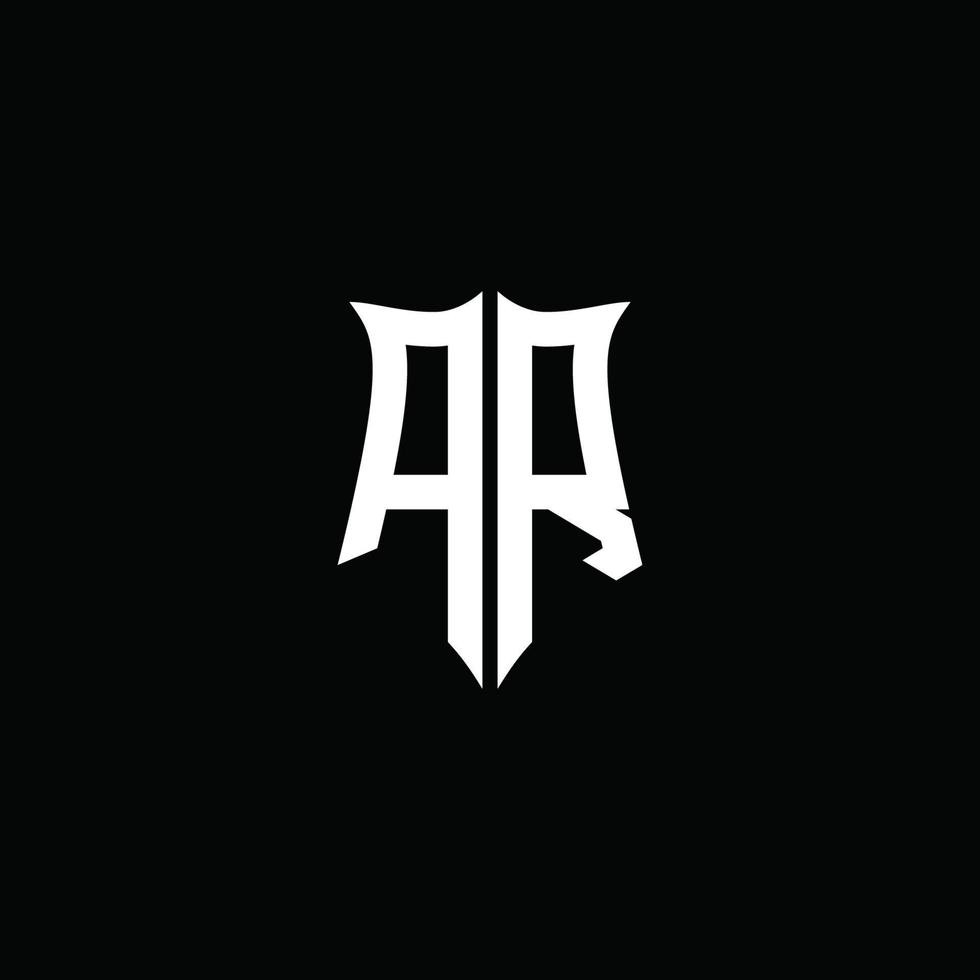 ar monogram brev logotyp band med skydda stil isolerat på svart bakgrund vektor