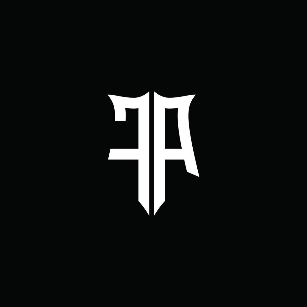 fa-Monogramm-Buchstaben-Logo-Band mit Schild-Stil auf schwarzem Hintergrund isoliert vektor