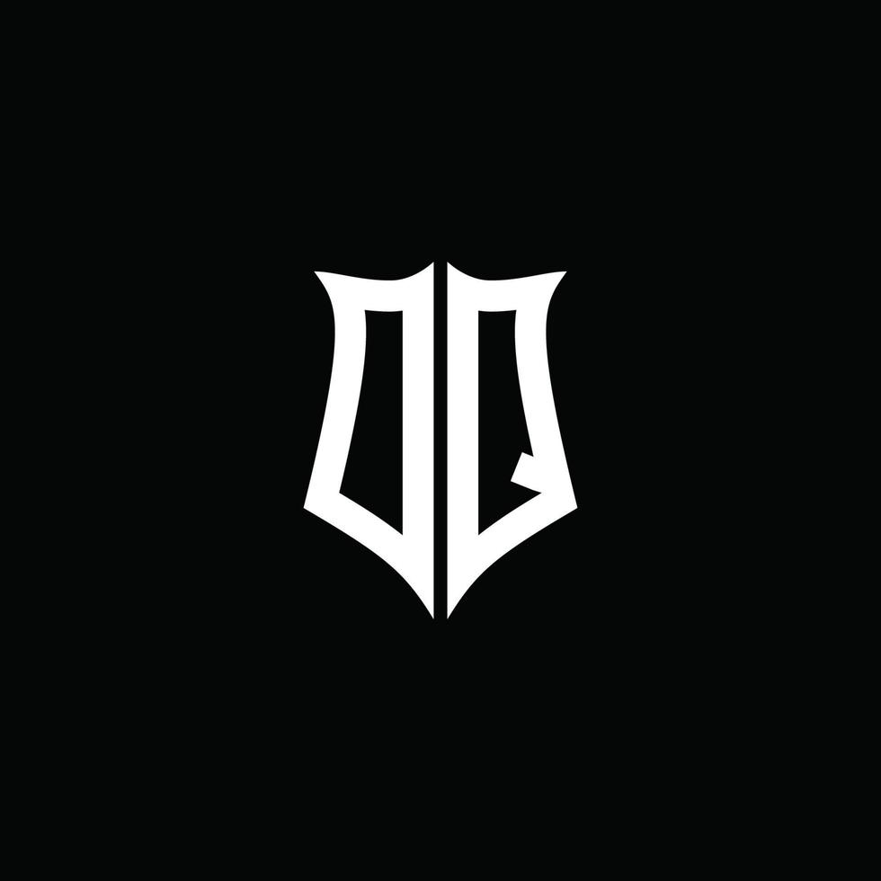 dq monogram brev logotyp band med sköld stil isolerad på svart bakgrund vektor