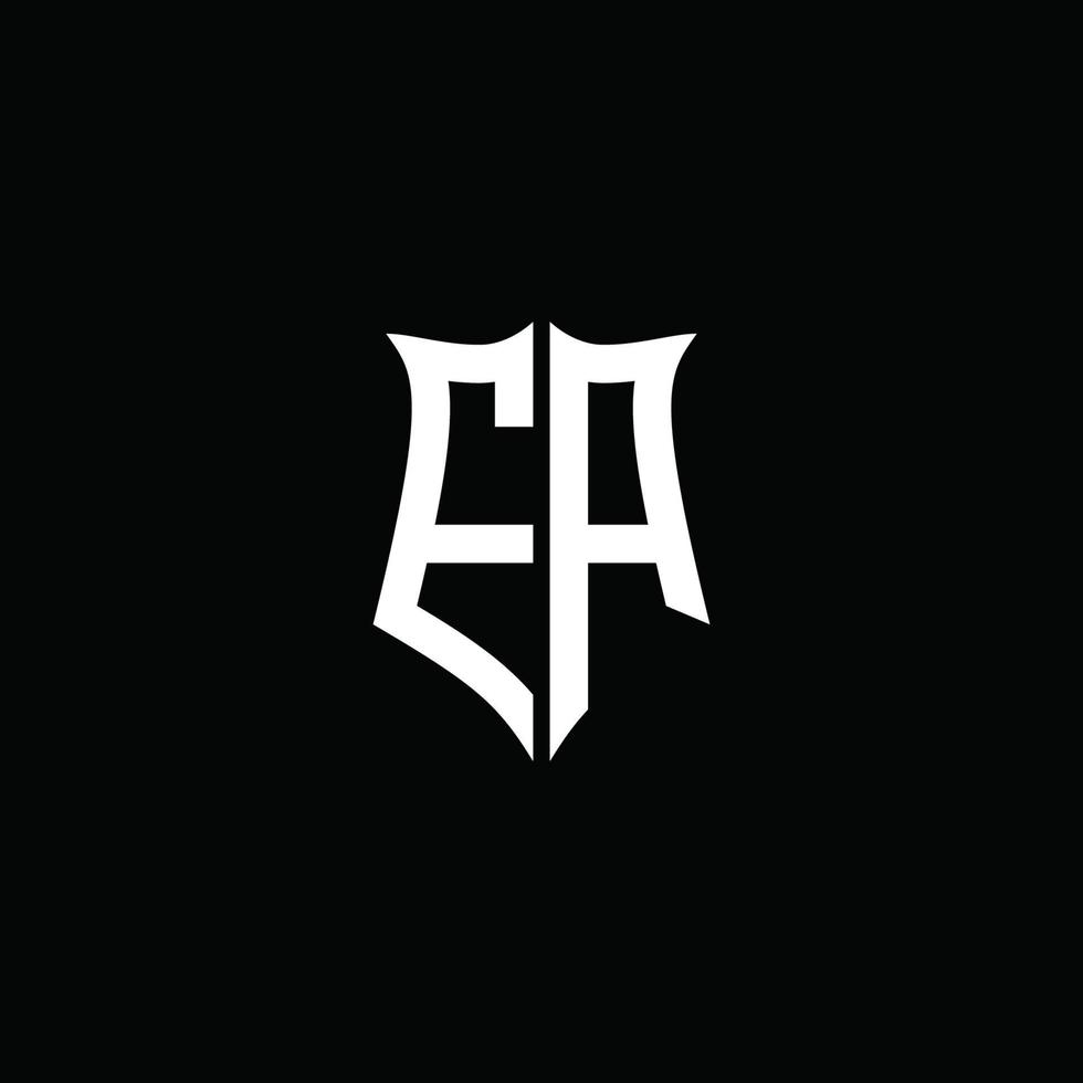 ea monogram brev logotyp band med sköld stil isolerad på svart bakgrund vektor