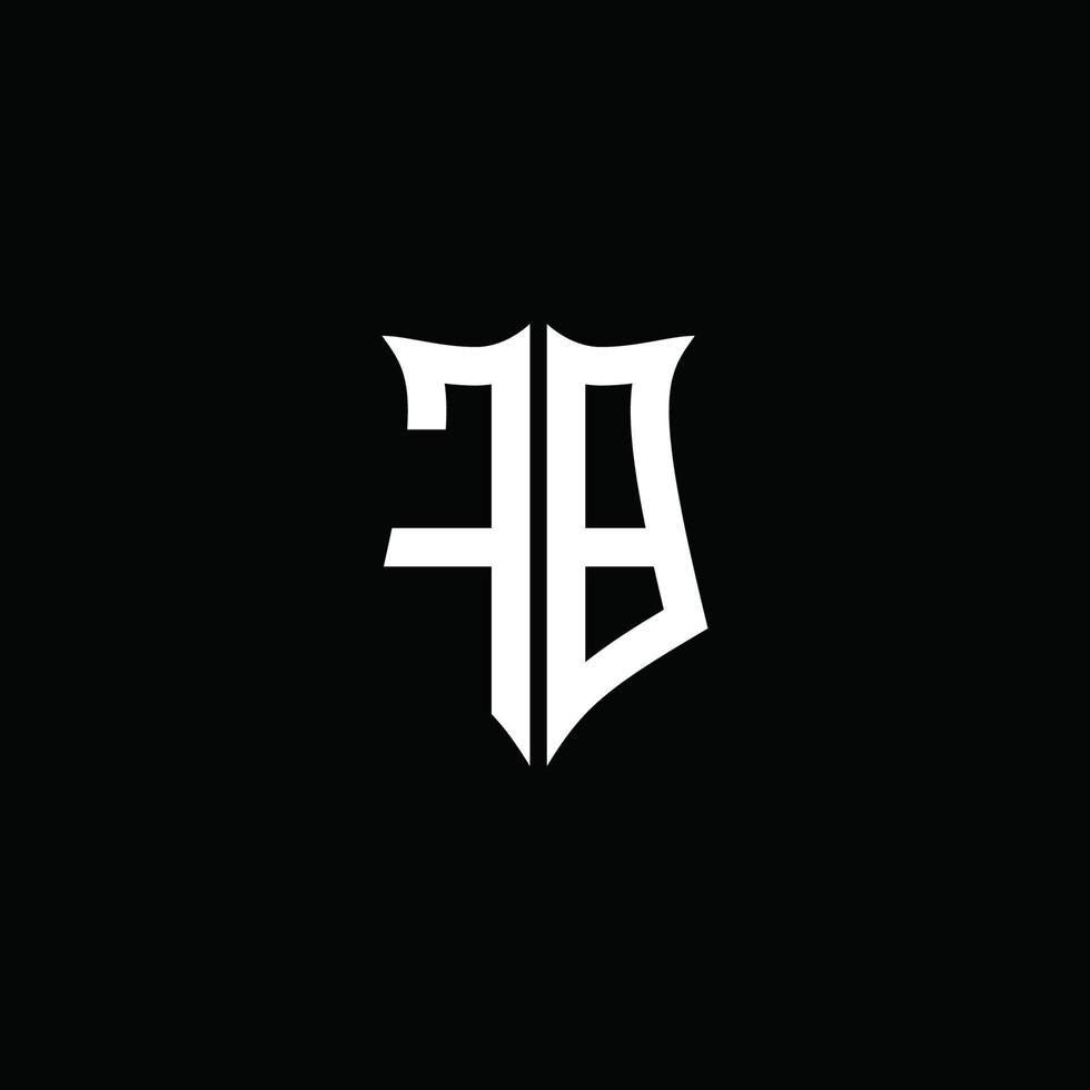 fb monogram brev logotyp band med sköld stil isolerad på svart bakgrund vektor