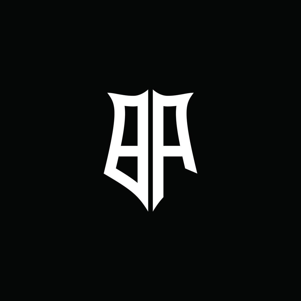 ba monogram brev logotyp band med sköld stil isolerad på svart bakgrund vektor