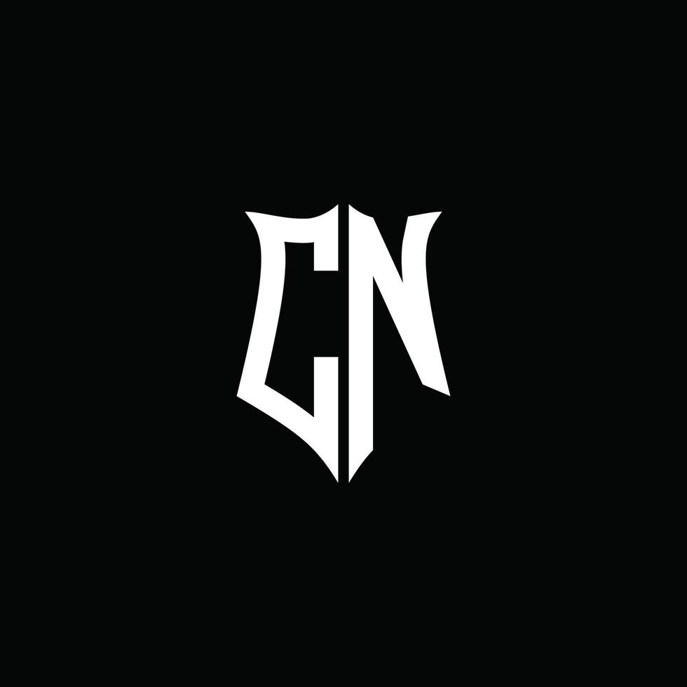 cn monogram brev logotyp band med sköld stil isolerad på svart bakgrund vektor