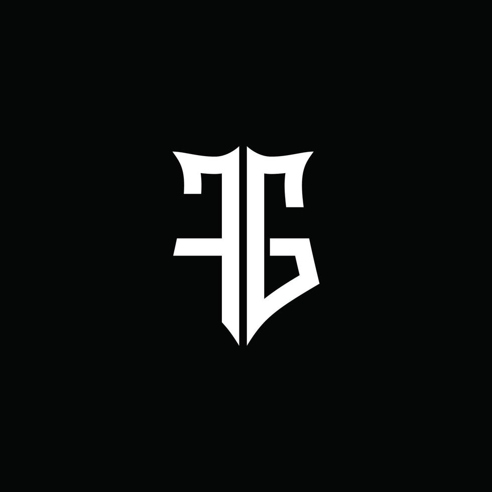 fg Monogrammbuchstabe Logoband mit Schildstil auf schwarzem Hintergrund isoliert vektor