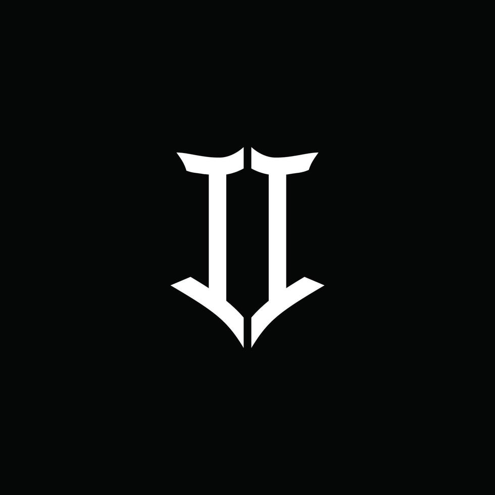 ii monogram brev logotyp band med skydda stil isolerat på svart bakgrund vektor