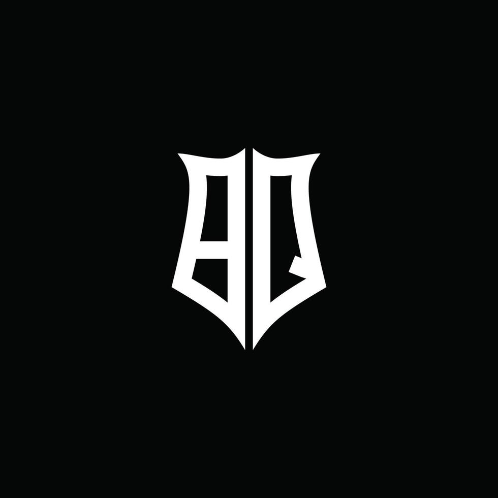 bq monogram brev logotyp band med sköld stil isolerad på svart bakgrund vektor