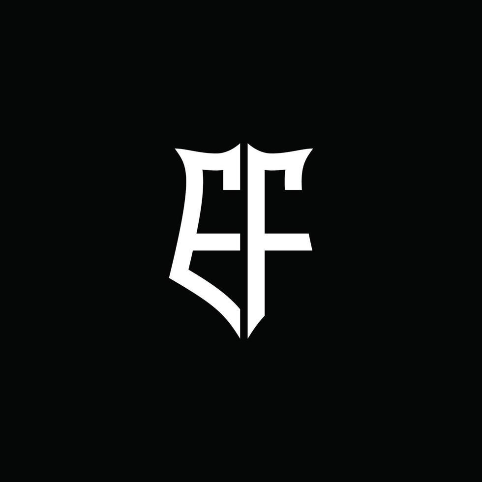 ef-Monogramm-Buchstaben-Logo-Band mit Schild-Stil auf schwarzem Hintergrund isoliert vektor